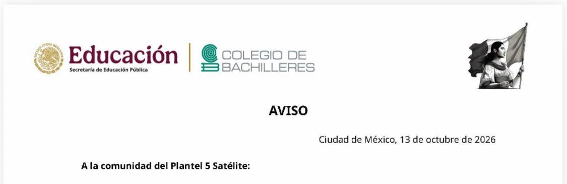 Comunicado a la comunidad del colegio